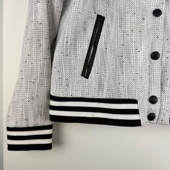 Forever21 Black & White Tweed Bomber Varsity Jacket - Picture 4 of 11
